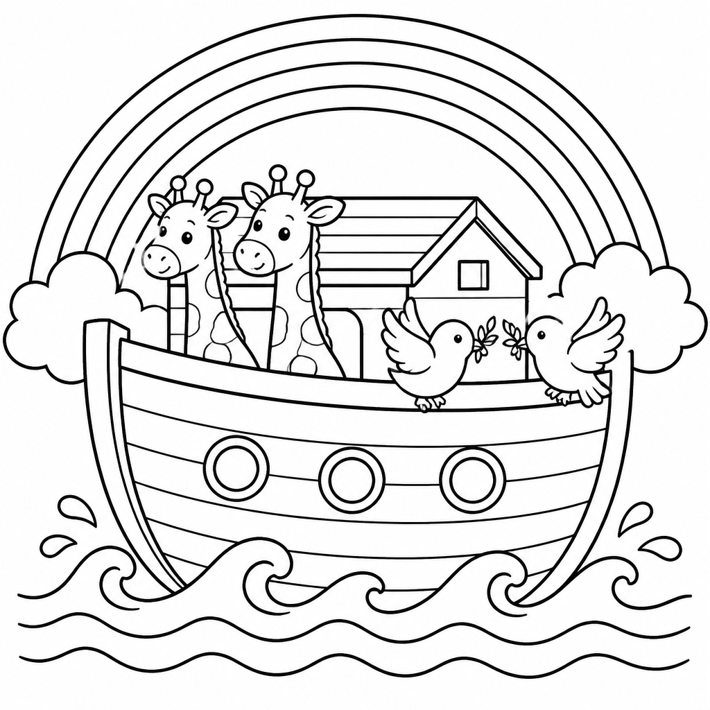 Desenho bíblico da Arca de Noé para colorir